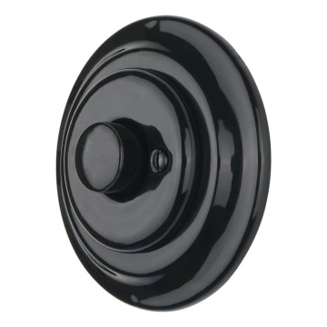 Reblig - Retro Porcelain Rotary Dimmer with Frame, 250V/10A, Black