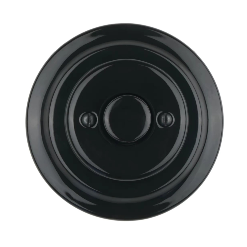 Reblig - Retro Porcelain Rotary Dimmer with Frame, 250V/10A, Black