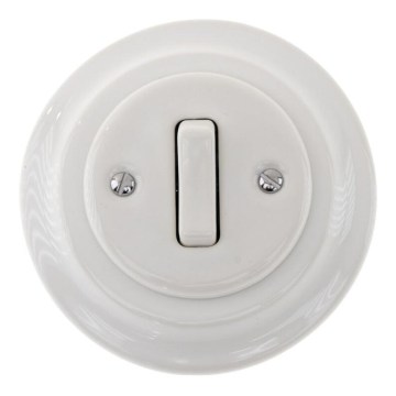 Reblig - Retro Porcelain Single-Gang Switch with Frame No. 6, White
