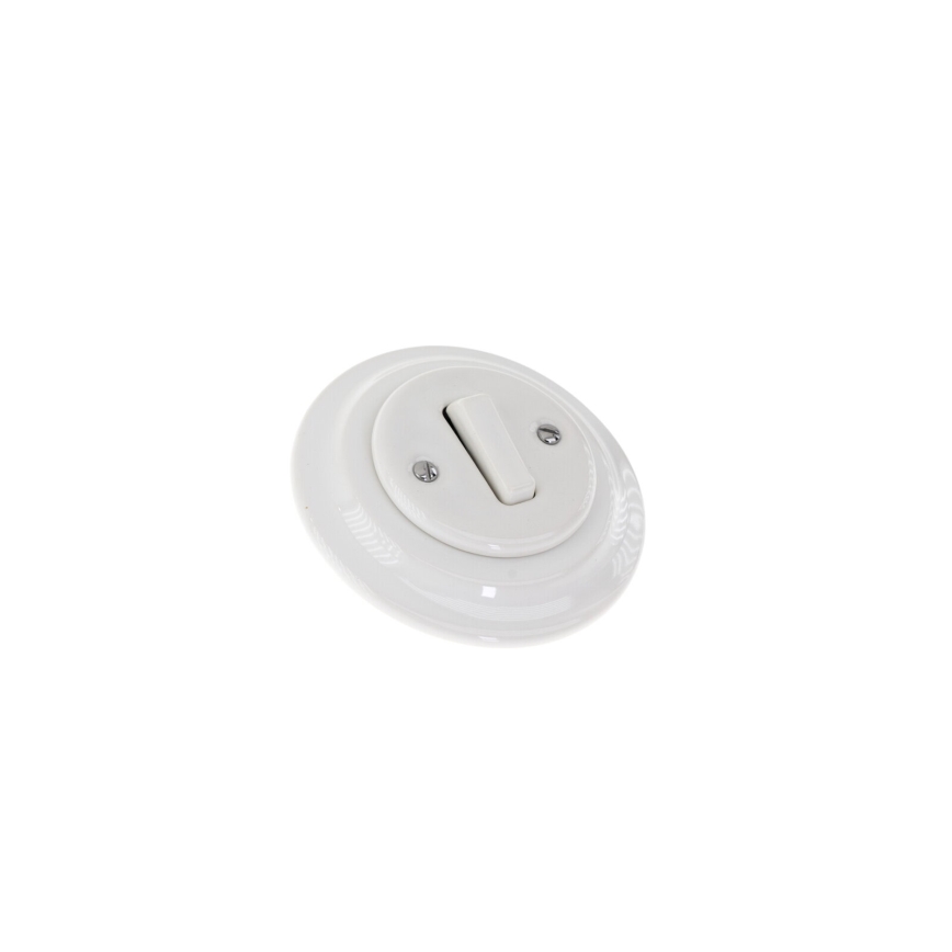 Reblig - Retro Porcelain Single-Gang Switch with Frame No. 6, White