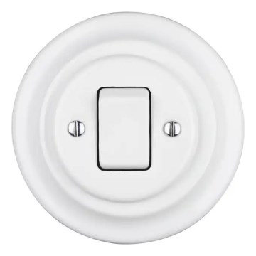 Reblig - Retro Porcelain Single-Gang Switch with Frame No. 7, White