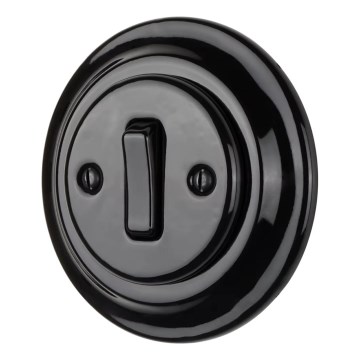 Reblig - Retro Porcelain Single Light Switch with Frame No. 1, Black