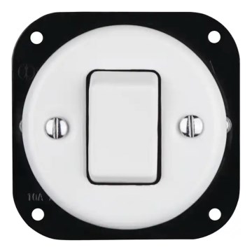 Reblig - Retro Porcelain Single Switch, Frameless, No. 7, White