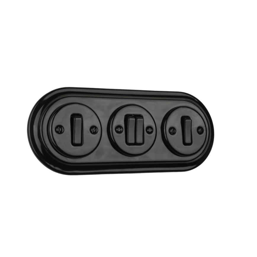 Reblig - Retro Porcelain Triple Frame, Black