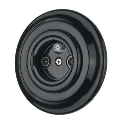 Reblig - Retro Porcelain TV/SAT-W Socket with Frame, Black