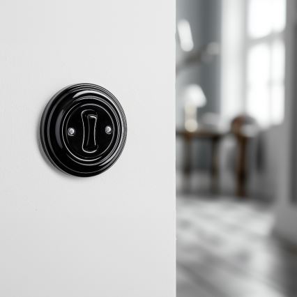Reblig - Retro Push Button with Bezel, Black