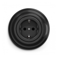 Reblig - Retro SCHUKO residential wall socket with frame, 230V/16A, black