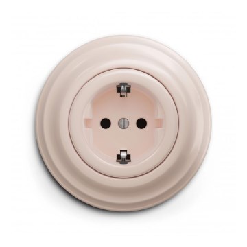 Reblig - Retro SCHUKO wall socket with frame 230V/16A, antique pink