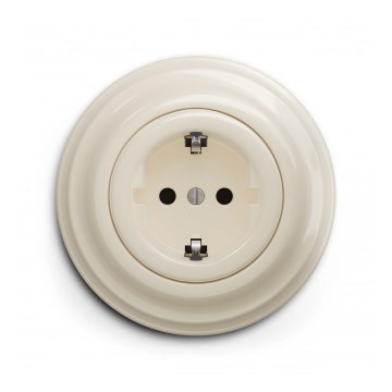 Reblig - Retro SCHUKO Wall Socket with Frame 230V/16A, Beige