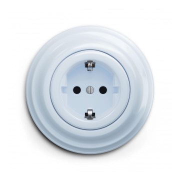 Reblig - Retro SCHUKO Wall Socket with Frame 230V/16A, Blue