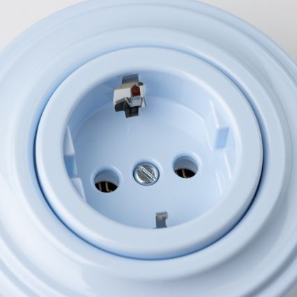 Reblig - Retro SCHUKO Wall Socket with Frame 230V/16A, Blue