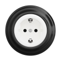 Reblig - Retro SCHUKO wall socket with frame 230V/16A, snow white/black