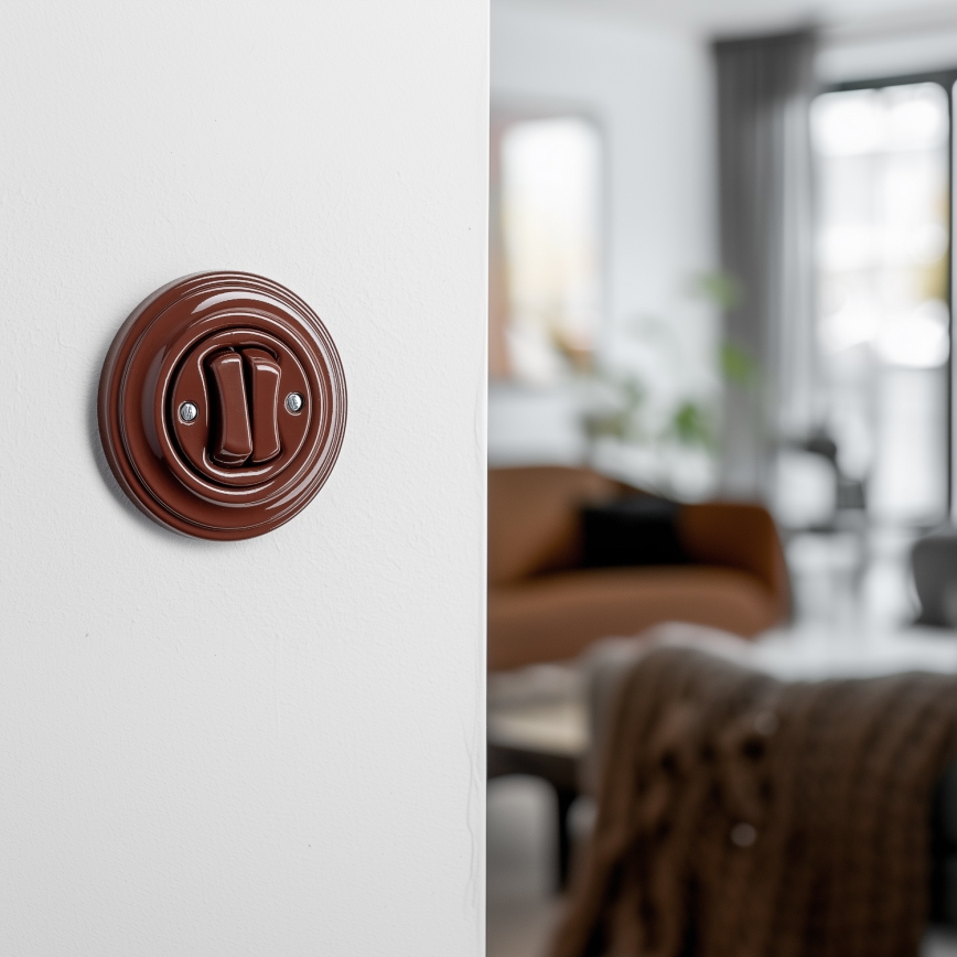 Reblig - Retro series light switch with No. 5 brown frame