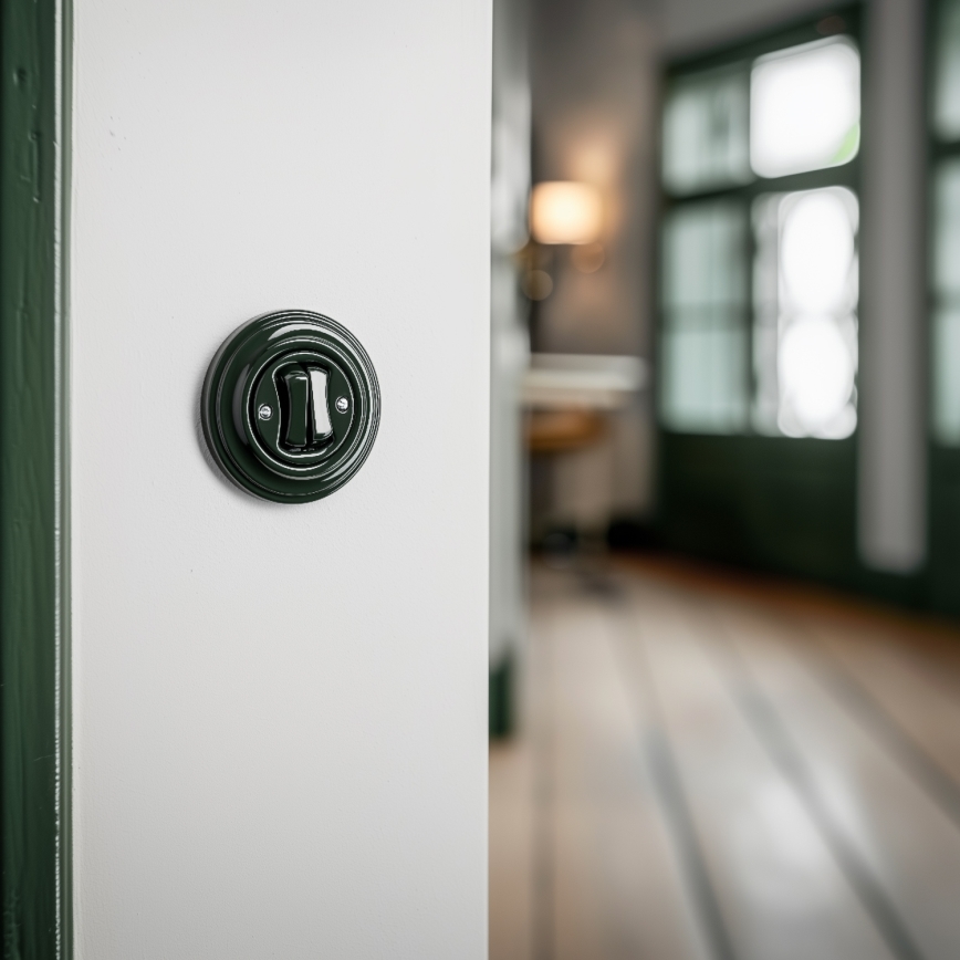 Reblig - Retro series switch with frame No. 5, green