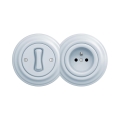 Reblig - Retro single-pole switch No. 1 and 230 V socket with frame, blue