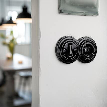 Reblig - Retro single-pole switch No. 1 and 230V socket with black frame