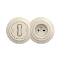 Reblig - Retro single-pole switch No. 1 and 230V socket with frame, beige