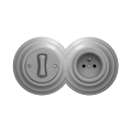 Reblig - Retro single-pole switch No. 1 and 230V socket with frame, grey