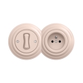 Reblig - Retro Single-Pole Switch No. 1 and 230V Socket with Frame, Old Rose