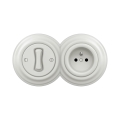 Reblig - Retro single-pole switch No. 1 and 230V socket with white ceramic frame