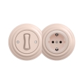 Reblig - Retro single-pole switch No. 1 and SCHUKO 230V socket with antique pink frame