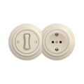 Reblig - Retro single-pole switch No. 1 and SCHUKO 230V socket with beige frame