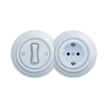 Reblig - Retro Single-Pole Switch No. 1 and SCHUKO 230V Socket with Blue Frame