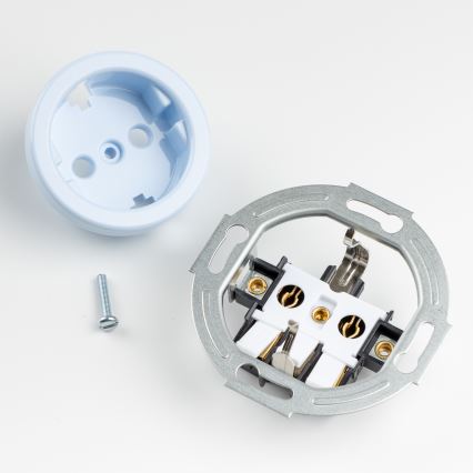 Reblig - Retro Single-Pole Switch No. 1 and SCHUKO 230V Socket with Blue Frame