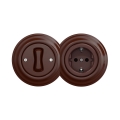 Reblig - Retro single-pole switch No. 1 and SCHUKO 230V socket with brown frame