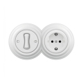 Reblig - Retro single-pole switch No. 1 and SCHUKO 230V socket with snow-white frame