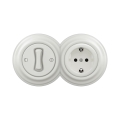 Reblig - Retro single-pole switch No. 1 and SCHUKO 230V socket with white ceramic frame