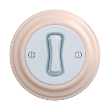 Reblig - Retro single-pole switch with frame No. 1, blue/antique pink