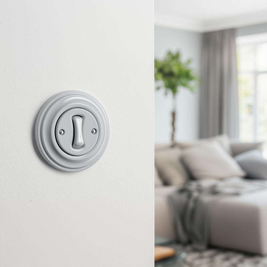 Reblig - Retro single-pole switch with frame No. 1, gray