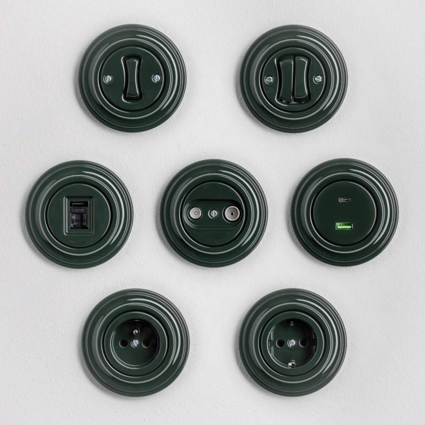 Reblig - Retro Single-Pole Switch with Frame No. 1, Green
