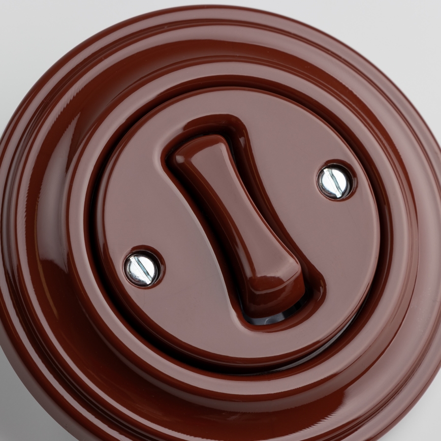 Reblig - Retro Single-Pole Switch with Frame No. 1 in Brown