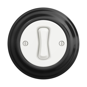 Reblig - Retro single-pole switch with frame No. 1, snow white/black