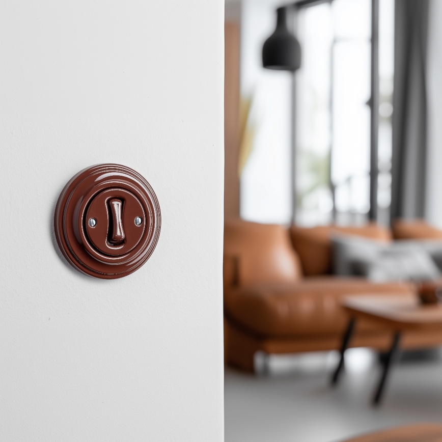 Reblig - Retro staircase switch with frame No. 6, Brown