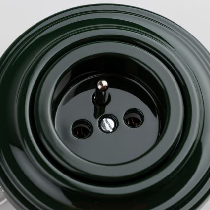Reblig - Retro-style 230V wall outlet with frame, green