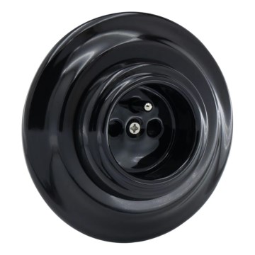 Reblig - Retro-Style Porcelain Wall Outlet with Frame, 250V/16A, Black