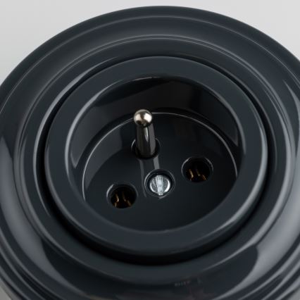 Reblig - Retro-style wall socket with frame, 230 V, anthracite