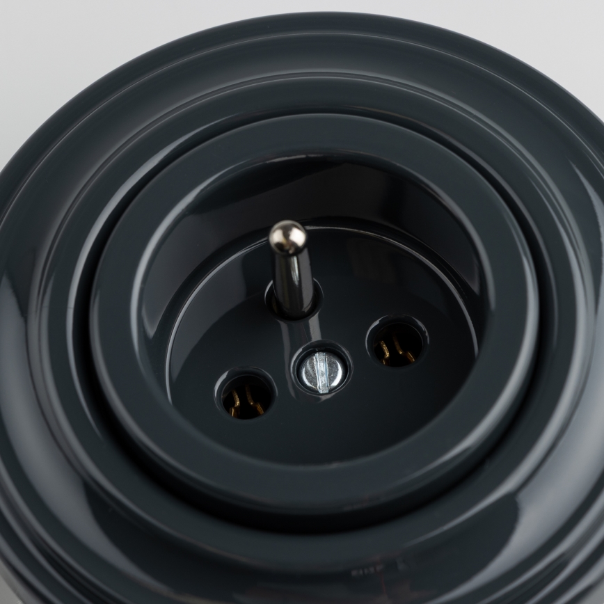 Reblig - Retro-style wall socket with frame, 230 V, anthracite