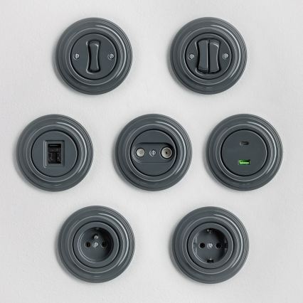 Reblig - Retro-style wall socket with frame, 230 V, anthracite