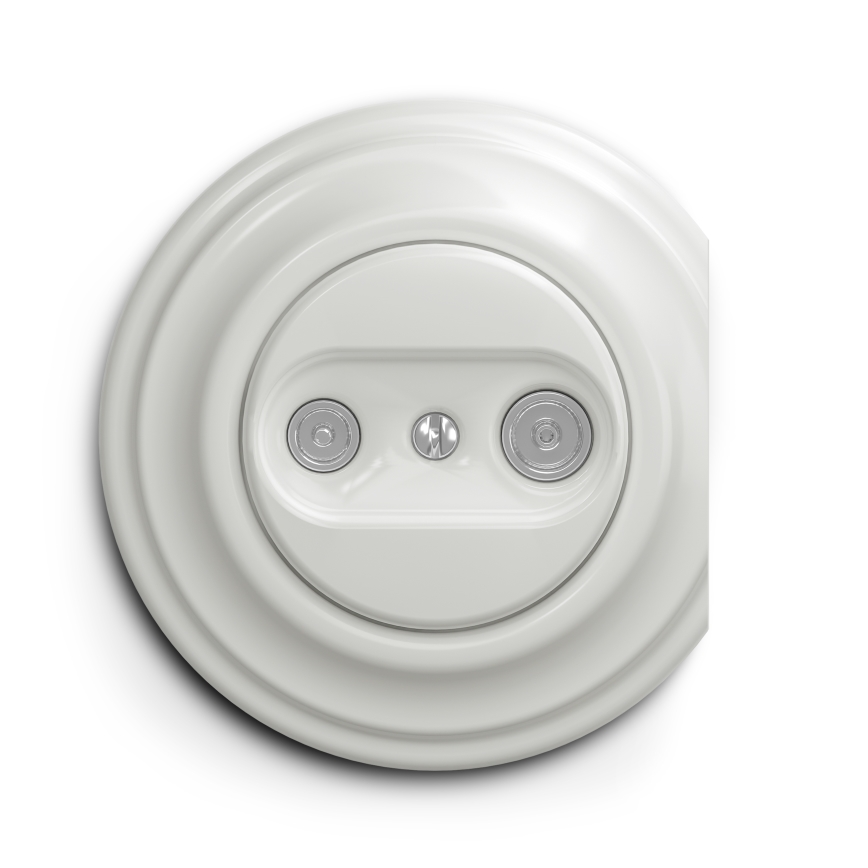 Reblig - Retro TV/FM End Socket, Frameless, White Ceramic