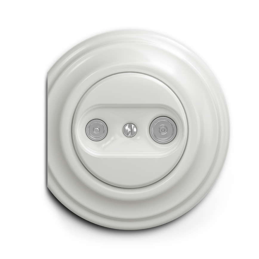 Reblig - Retro TV/FM End Socket, Frameless, White Ceramic