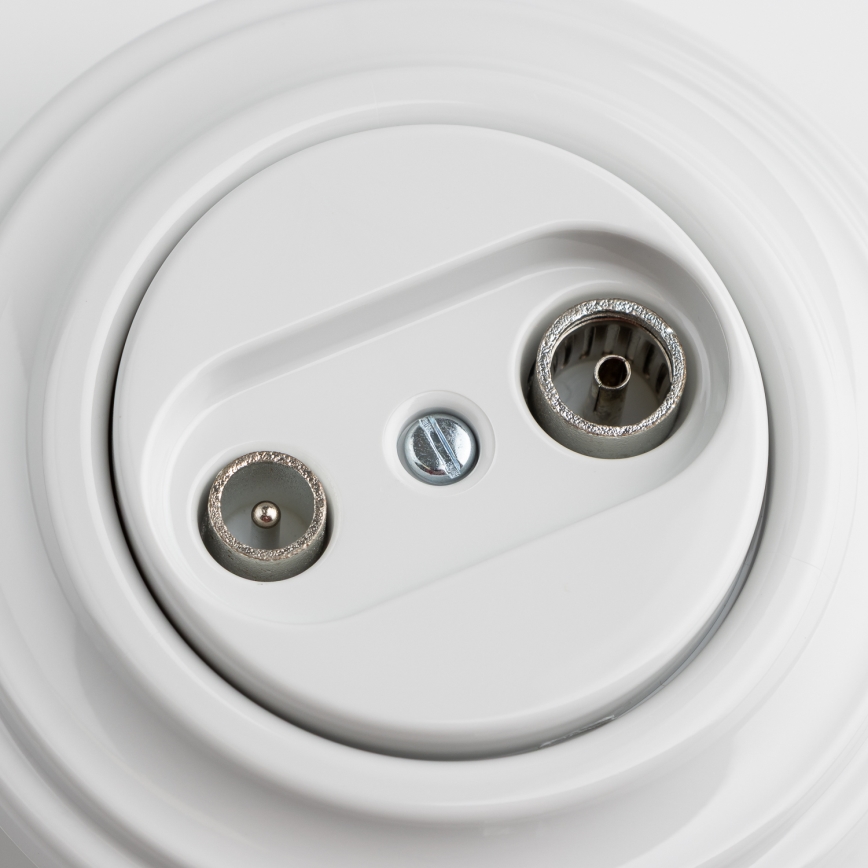 Reblig - Retro TV+R End Socket (Terminal) with Frame, White Ceramic