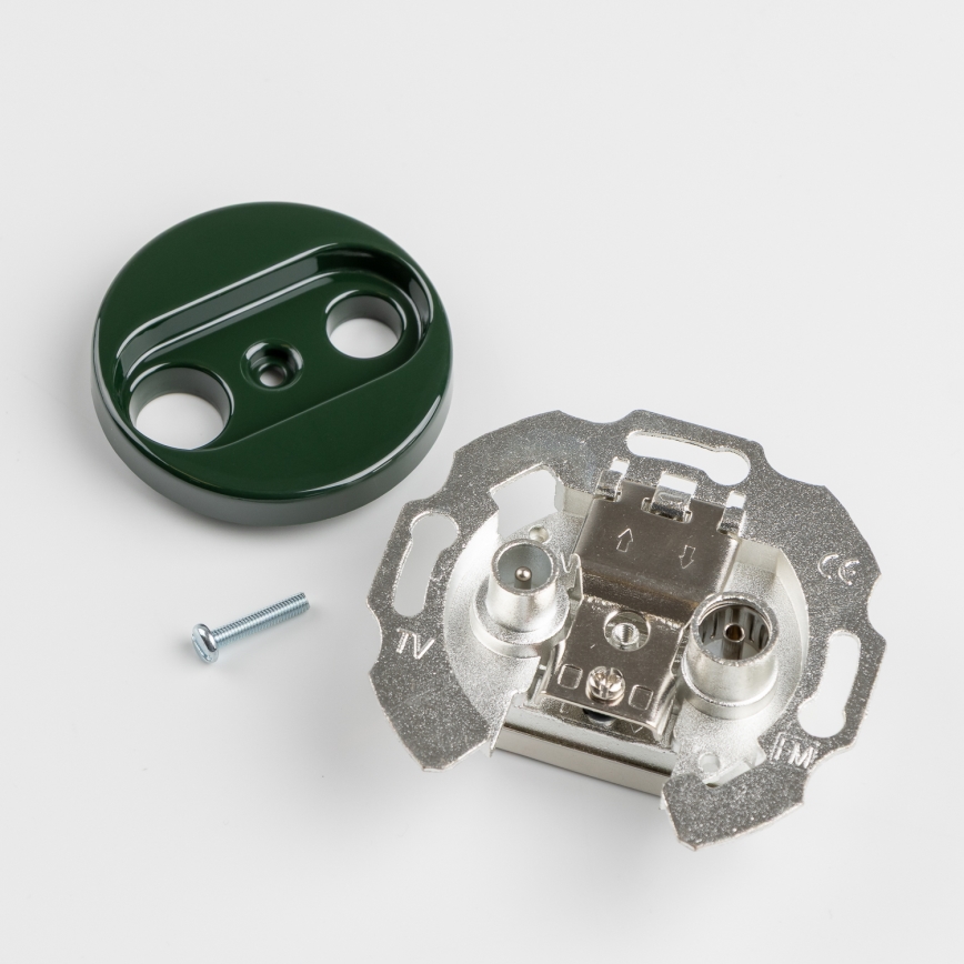 Reblig - Retro TV+R End Socket with Frame, Green