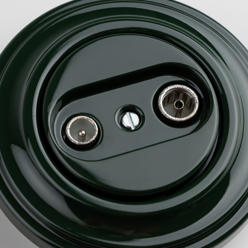 Reblig - Retro TV+R End Socket with Frame, Green