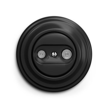 Reblig - Retro TV+R End Wall Socket (Terminal) with Frame, Black