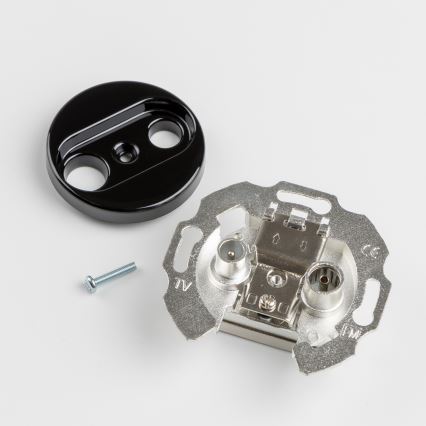 Reblig - Retro TV+R End Wall Socket (Terminal) with Frame, Black