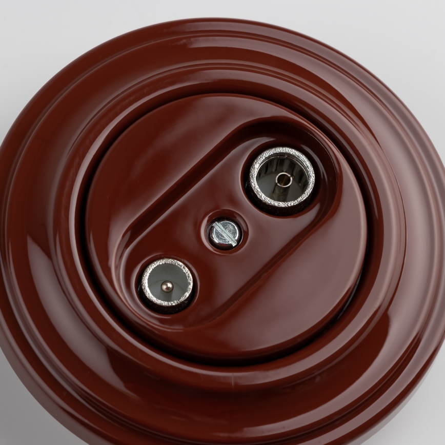 Reblig - Retro TV+R loop-through socket with frame, brown